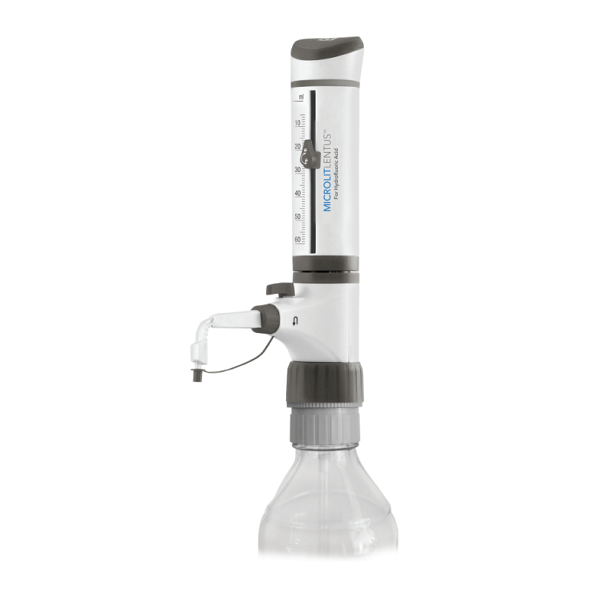 Bottle Top Dispenser Lentus From Microlit For Hydroflouric Acid With Recirculation Valve. New